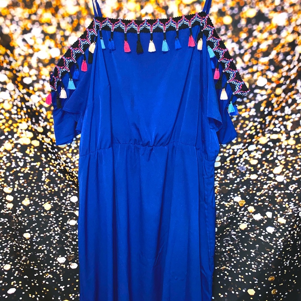 Colorful Cold Shoulder A-line Dress Size 3XL (18)